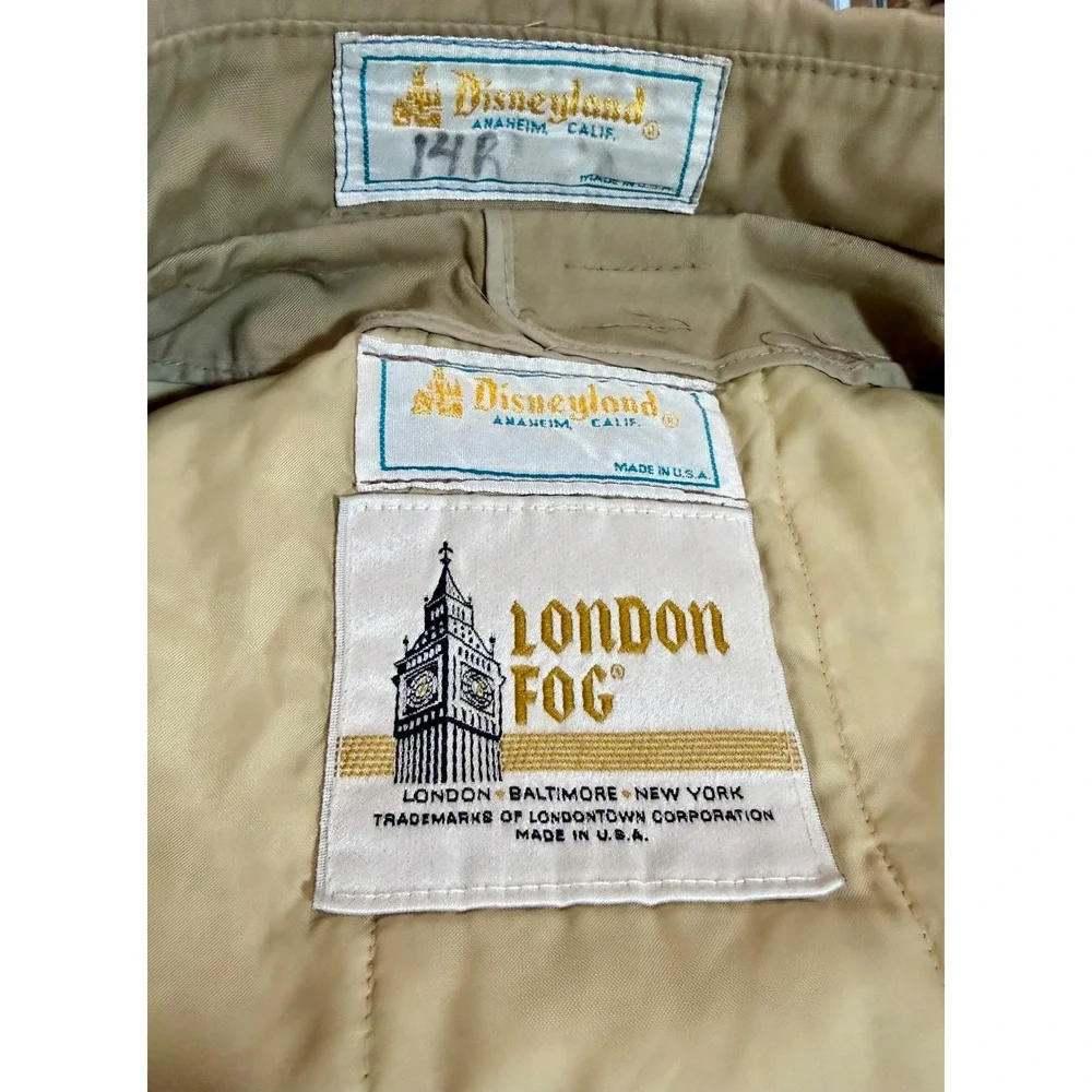 Vintage Disneyland London Fog Cast Member Trench Coat Tan Khaki Womens 14 Reg - Picture 5 of 8